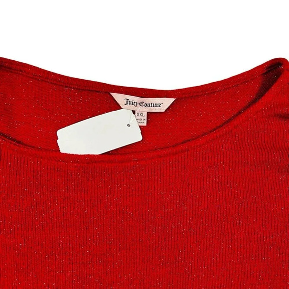 Juicy Couture Sweater Plus Size XXL Hollyberry Red Maroon 3/4 Bell Sleeves Bow - Picture 2 of 6